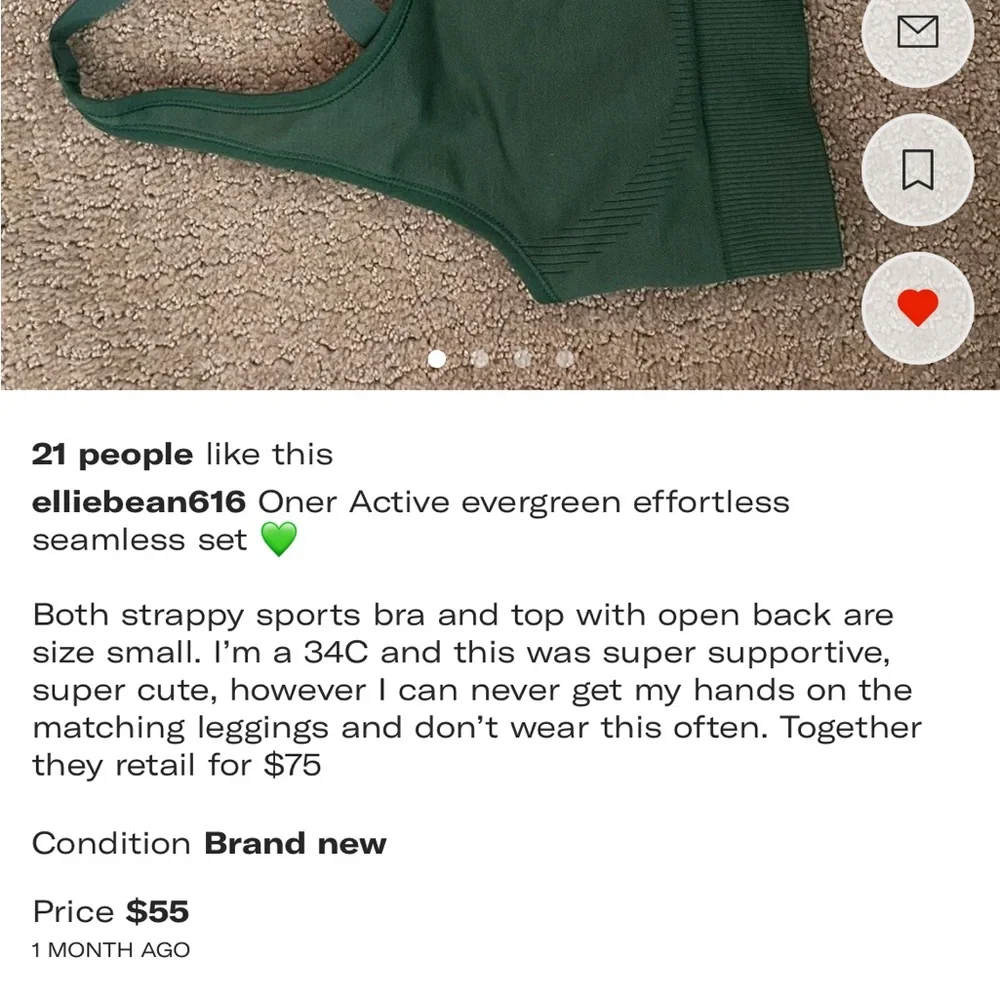SOLD- Oner Active Effortless Set in Evergreen - Picture 8 of 8